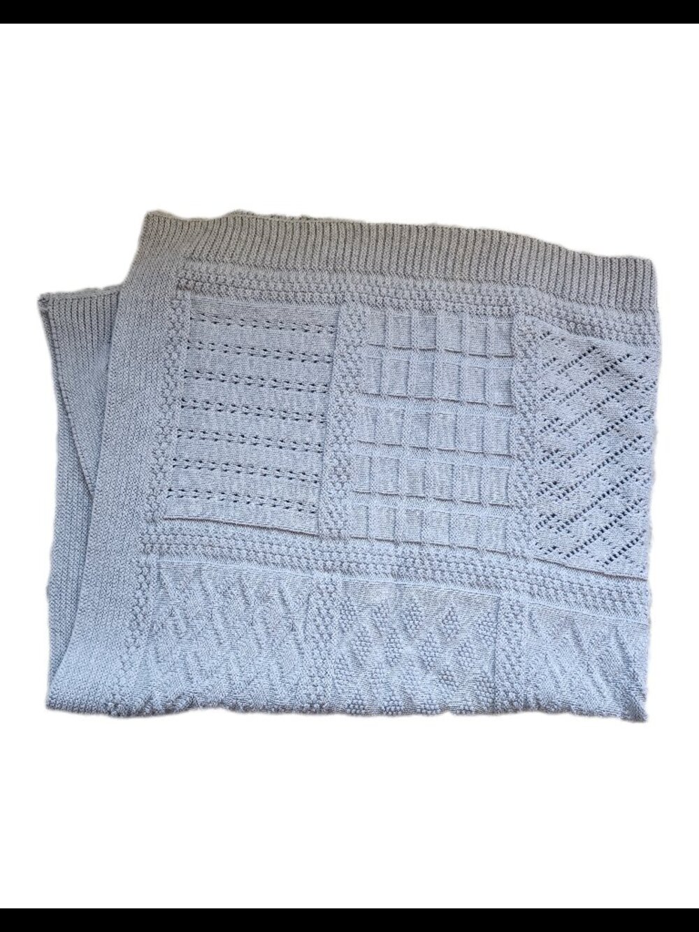 Soft Gray Waffle Knit Baby Shawl | Infant Receiving Blanket